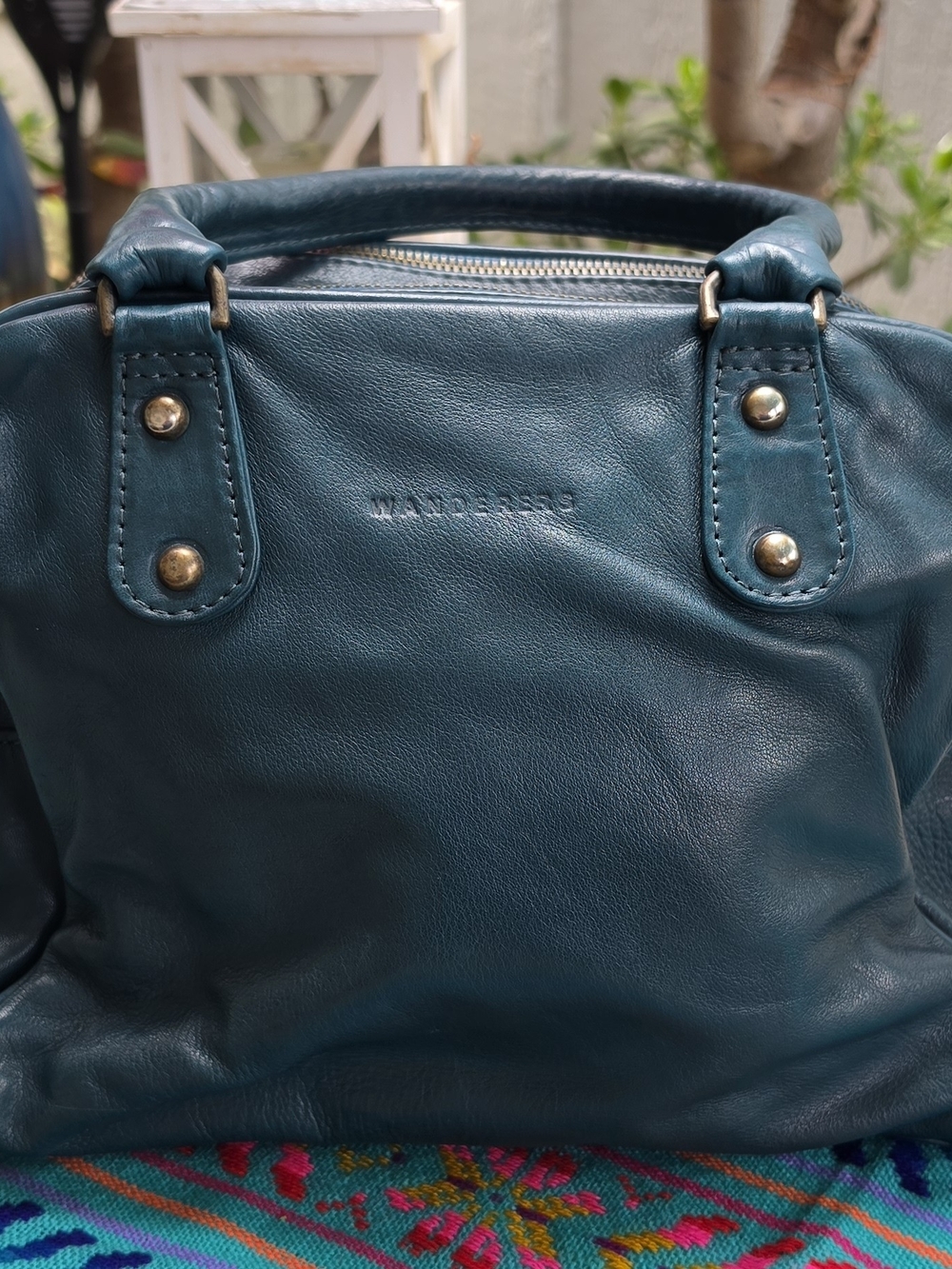 Wanderers Travel Co. "Provence" Teal Leather Satchel Handbag - Picture 2 of 12